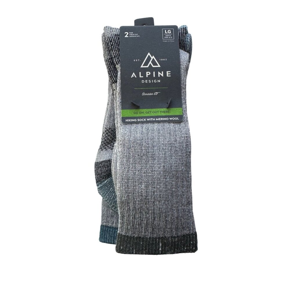 2- Alpine Design Hiking Wool Size Large 8-12 Crew NWT Men's
